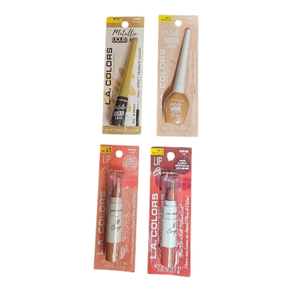 ✨💄L.A. Colors Makeup Bundle 4pc 2 Lip Crayon 2 Metallic Eyeliner Set NWT